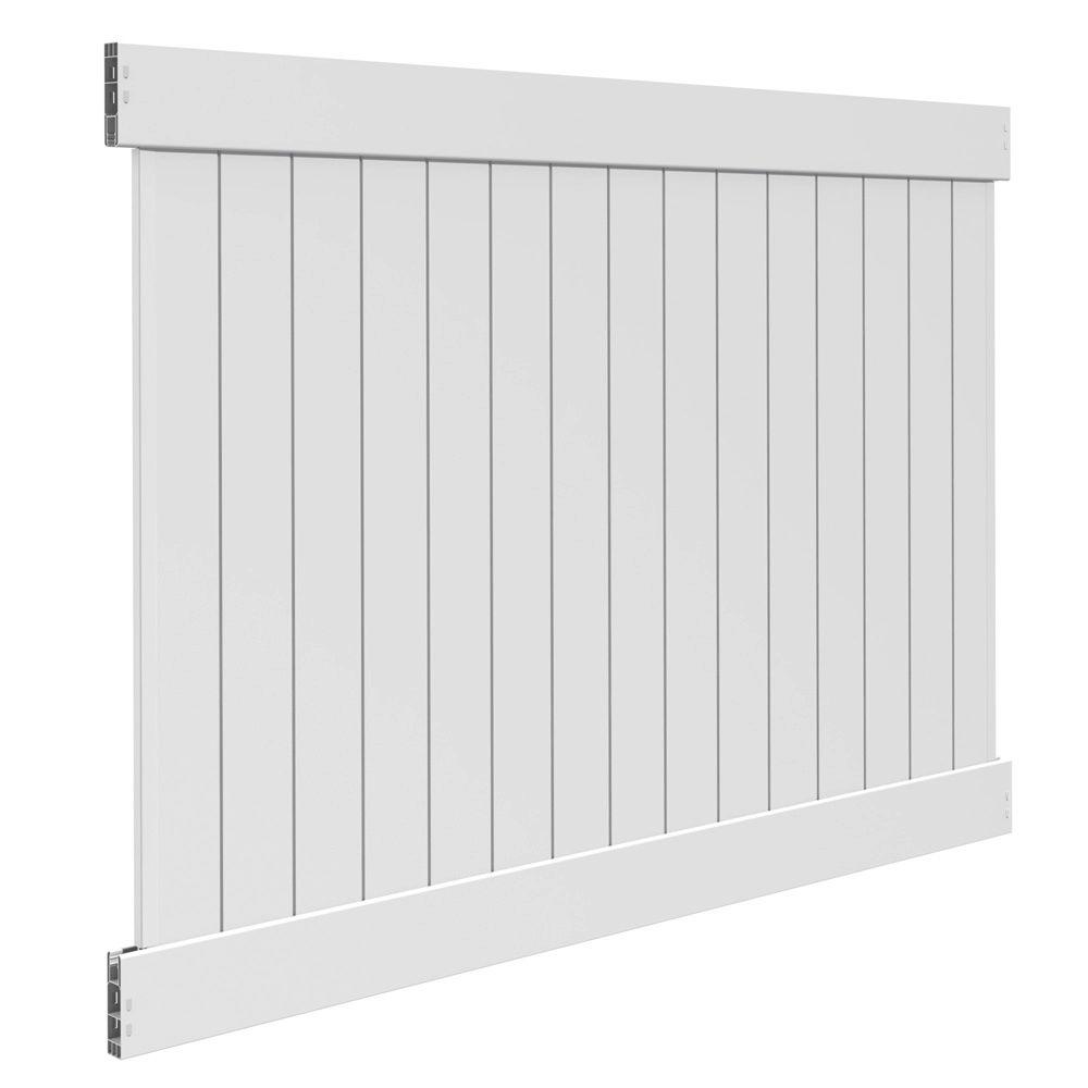 Veranda Linden 6 Ft H X 8 Ft W White Vinyl Pro Privacy Fence Panel Kit 73013298 The Home Depot