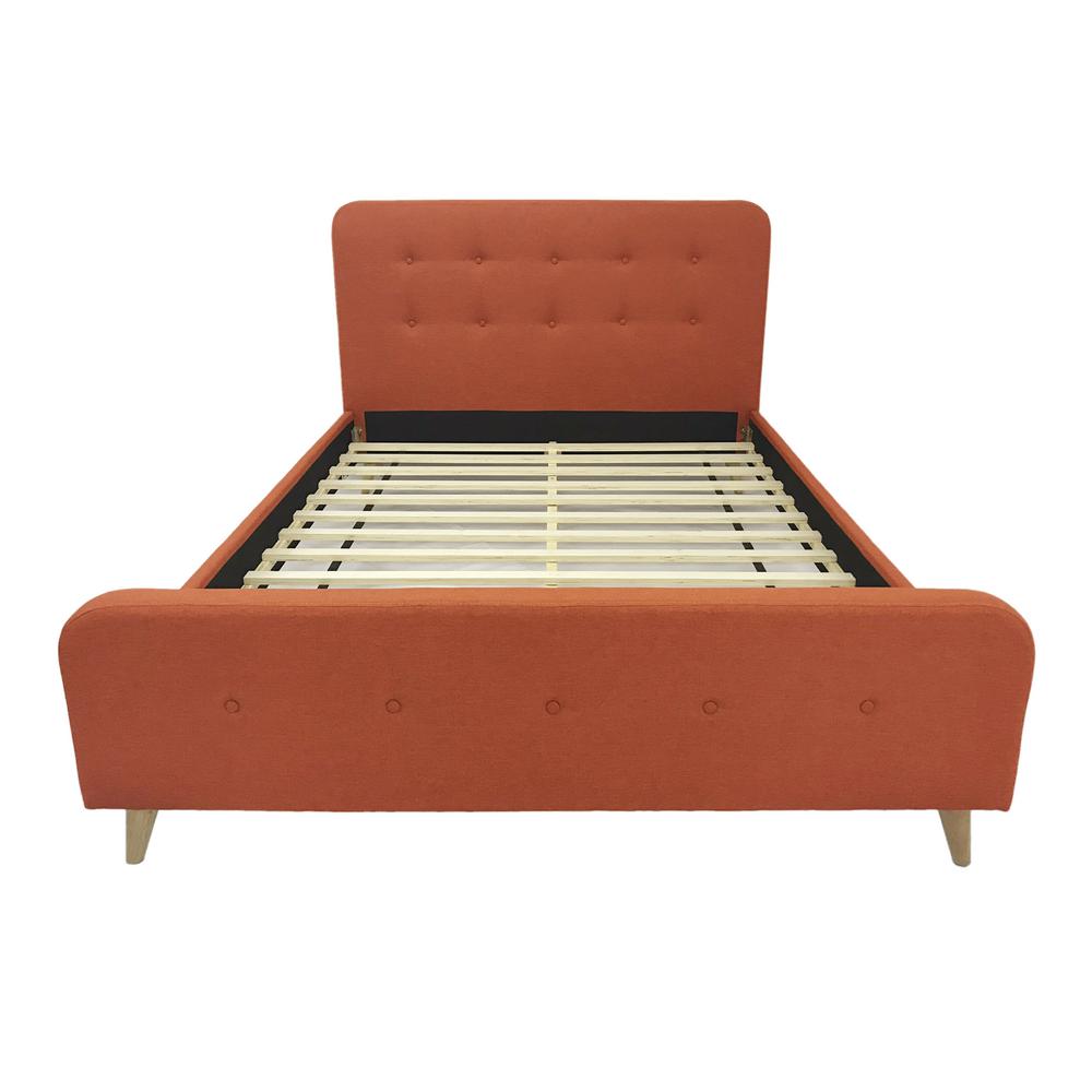 Noble House Priya Mid Century Modern Queen Size Burnt Orange Fabric