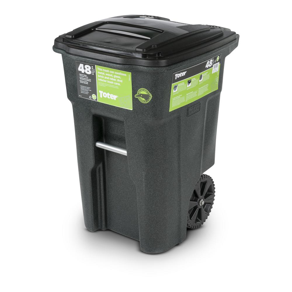 Toter 48 Gal Greenstone Trash Can With Wheels And Attached Lid Toter 48 Gal Greenstone Trash Can With Wheels And Attached Lid