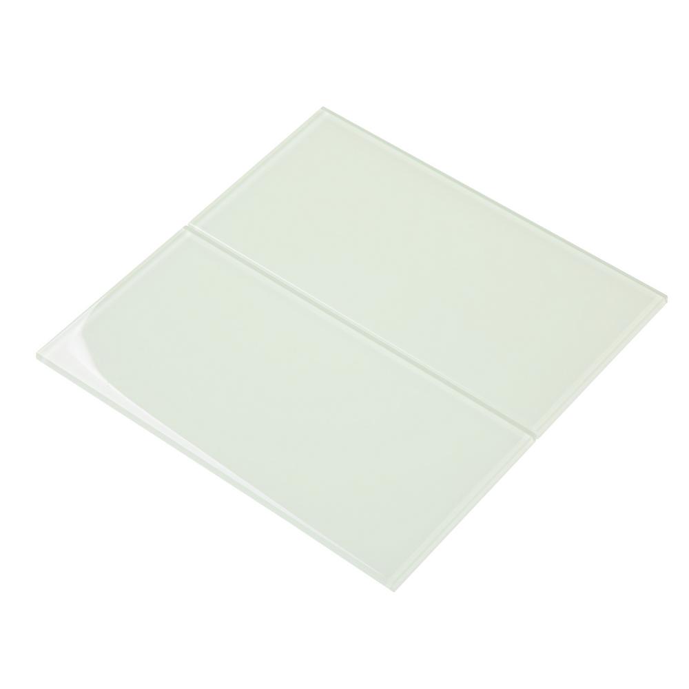 Giorbello Winter Sage 6 in. x 12 in. x 8mm Glass Subway Wall Tile (5 sq ...