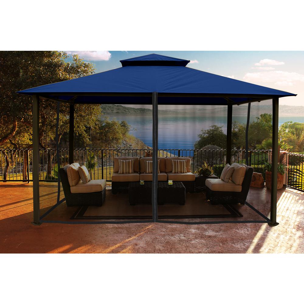 Paragon Outdoor 11 Ft X 14 Gazebo With Navy Top And Mosquito Netting