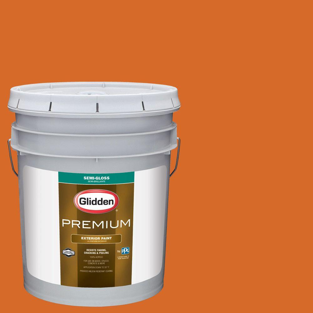 Glidden Premium 5gal. HDGO27D Fiery Orange SemiGloss Latex Exterior PaintHDGO27DPX05S The