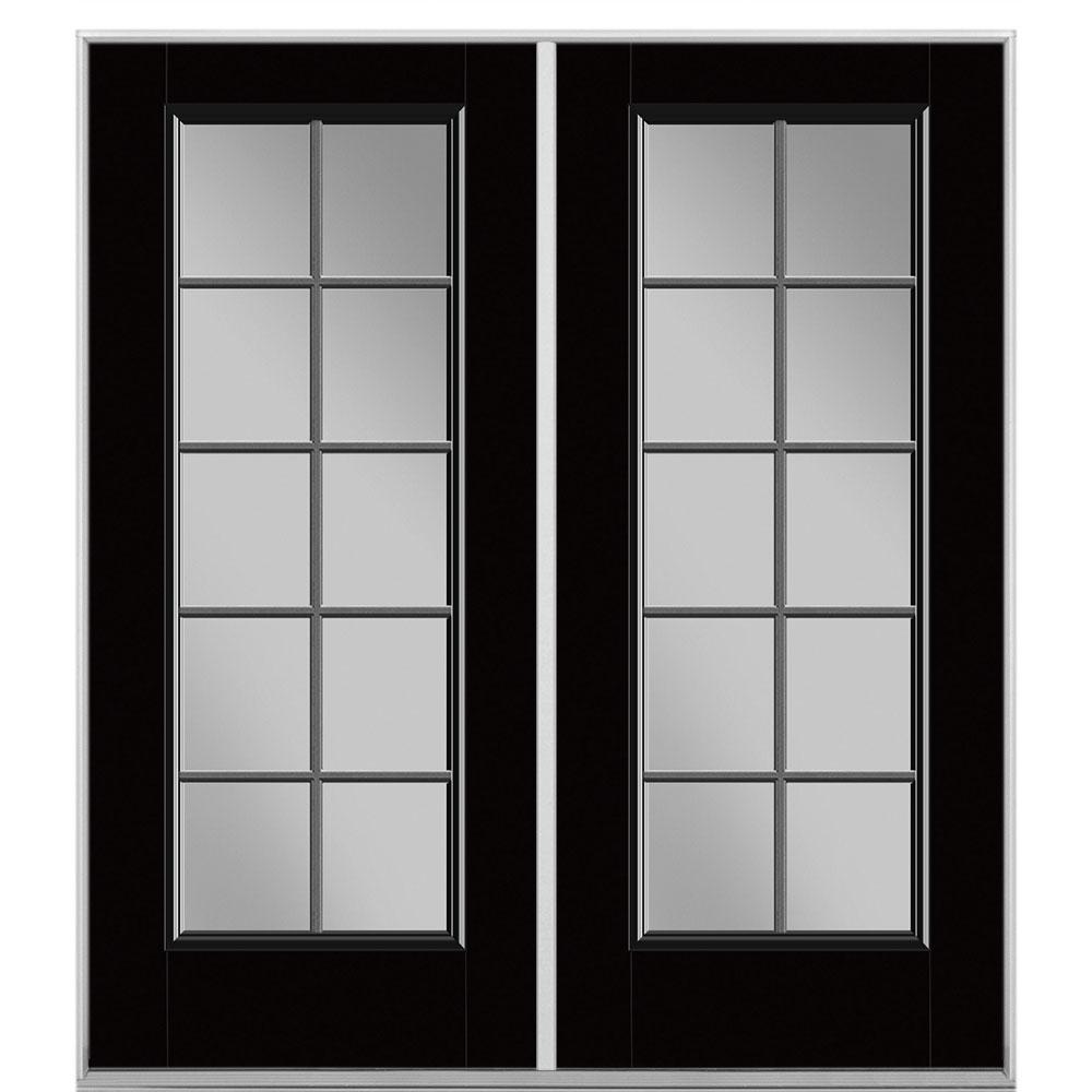 Masonite 72 in. x 80 in. Jet Black Fiberglass Prehung Right-Hand