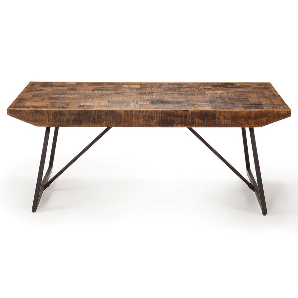 Steve Silver Walden 48 In Brown Black Large Rectangle Wood Coffee Table With Live Edge Wd300c The Home Depot