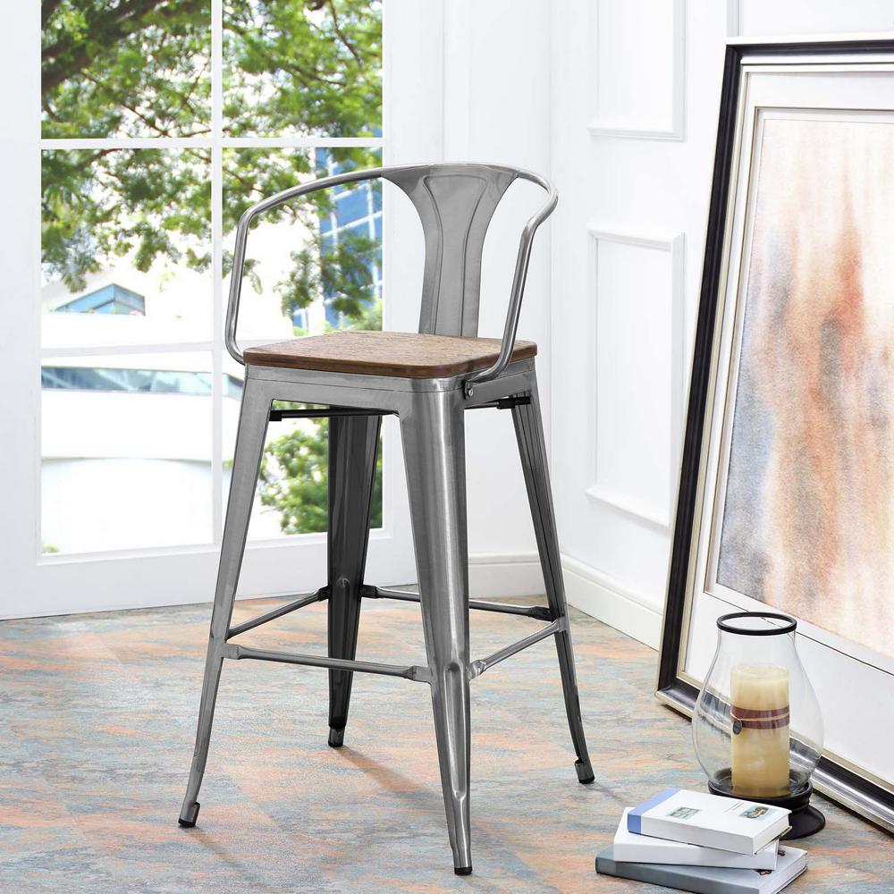 MODWAY Promenade 30 in. Gunmetal Bar Stool EEI2818GME The Home Depot