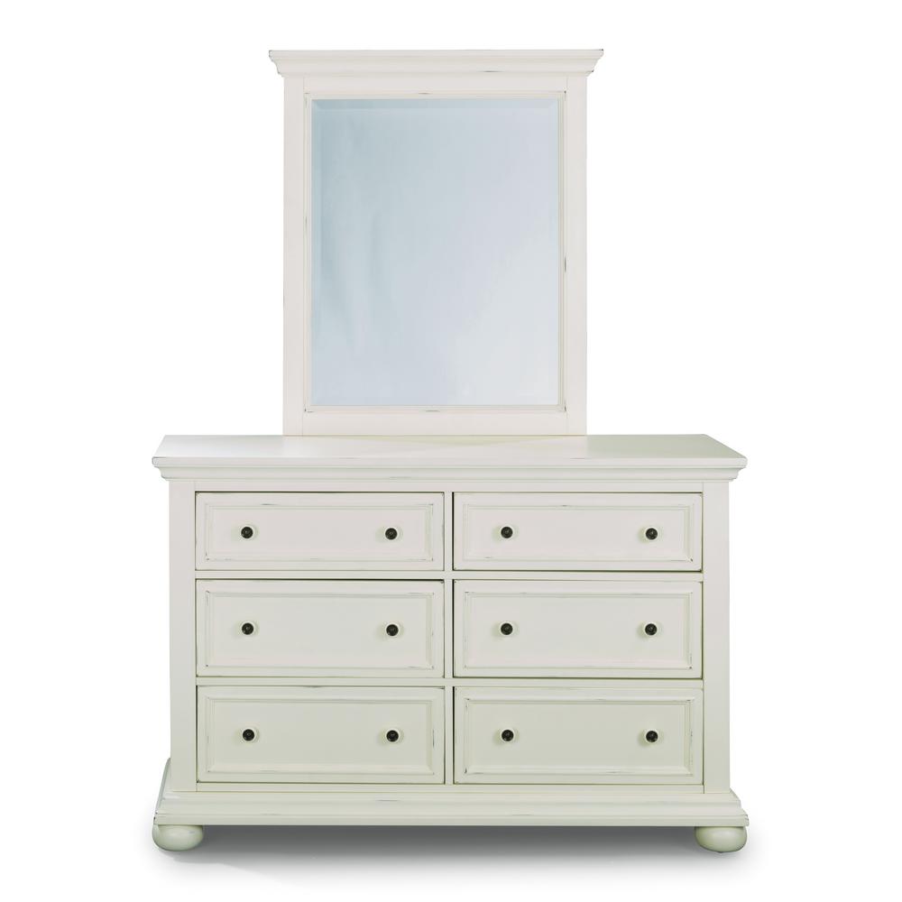 Homestyles Dover 6 Drawer White Dresser With Mirror 5427 74 The