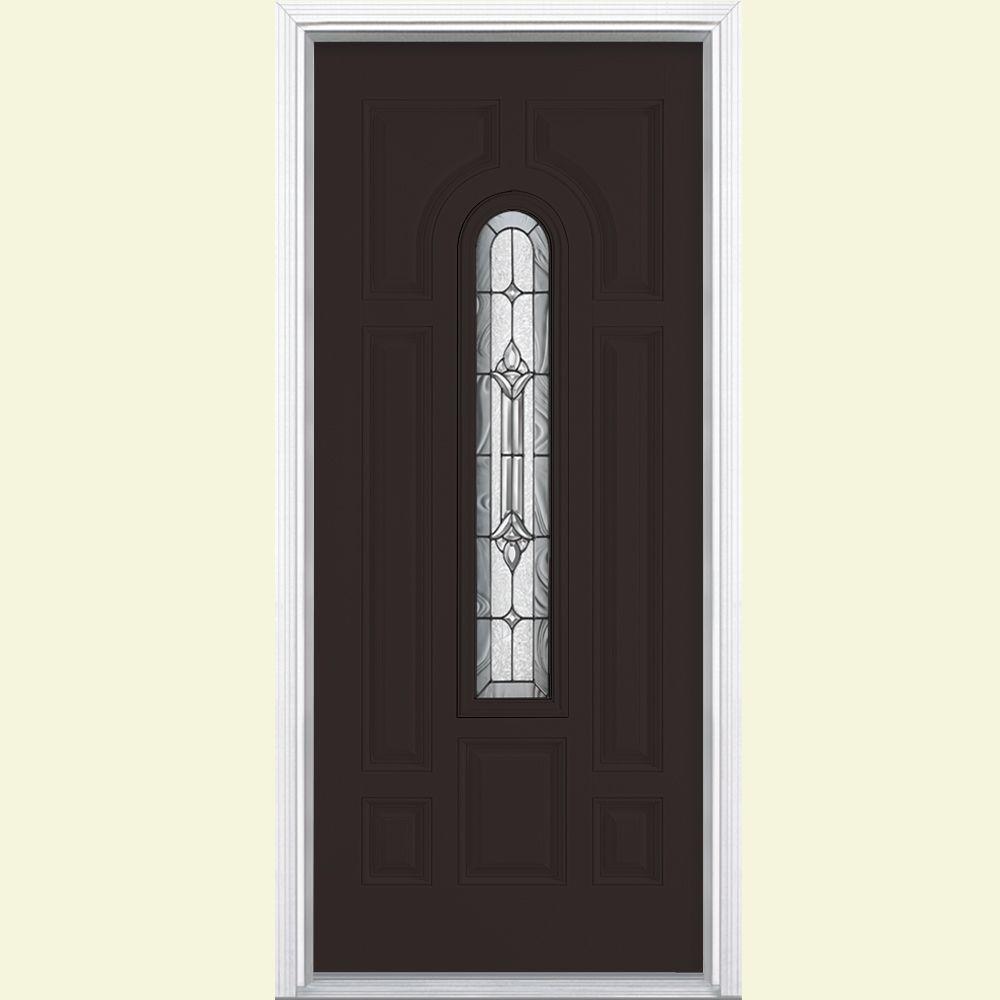Dark Brown Front Doors Exterior The Home Depot 36 In X 80 Providence Center Arch Right Hand Inswing Painted Smooth