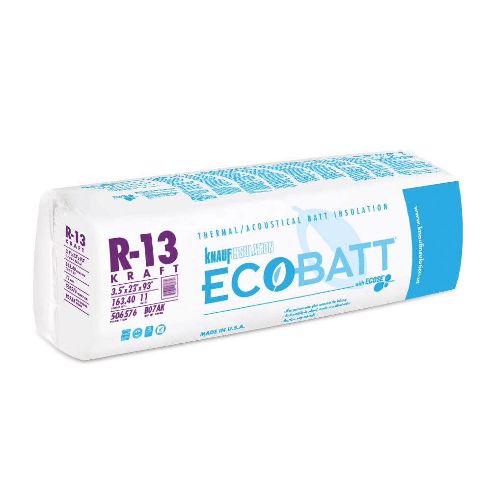 Knauf Insulation R-13 EcoBatt Kraft Faced Fiberglass Insulation Batt 23 in . X 93 in. x 3-1/2 in. (8-Bags)