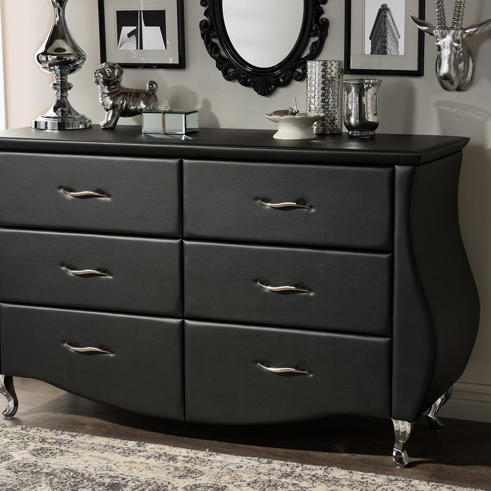 Baxton Studio Erin 6Drawer Black Dresser288626440HD The Home Depot