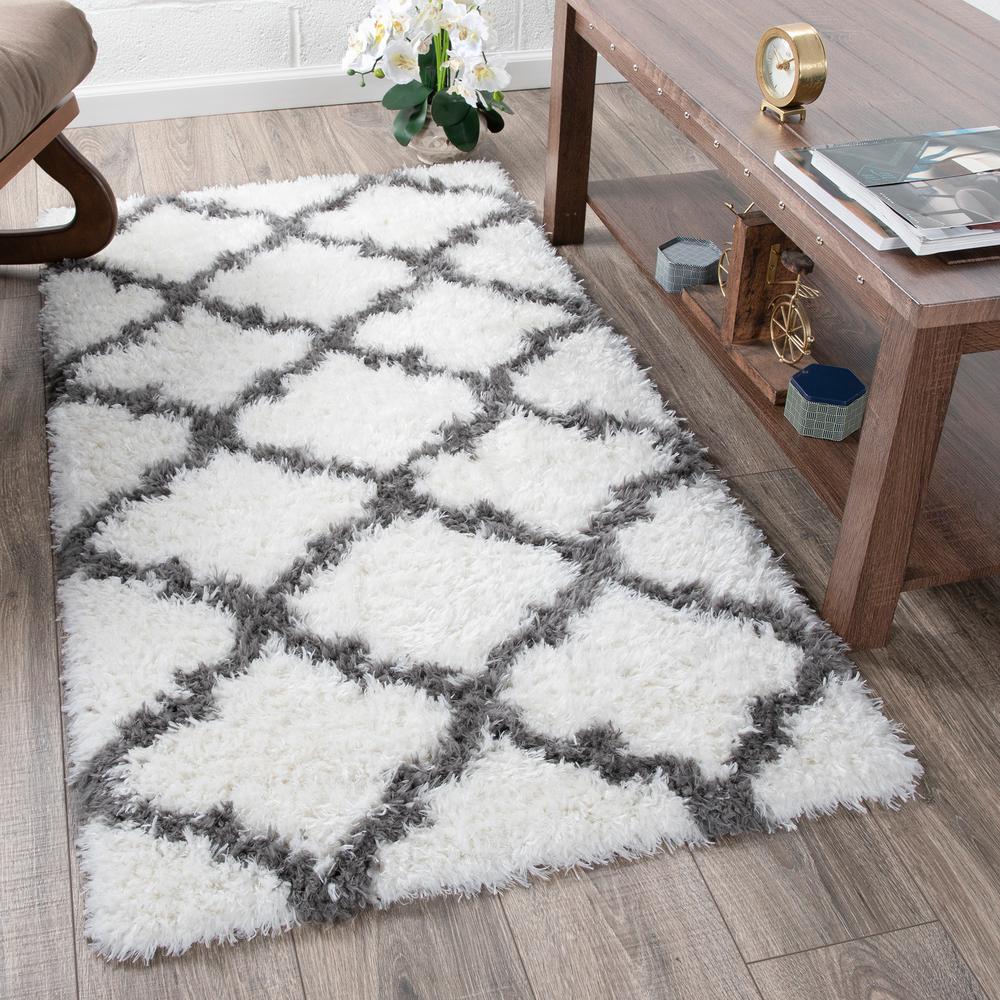 Flokati Area Rugs The Home Depot Flokati Collection White 3 Ft X 5 Trellis Runner Rug
