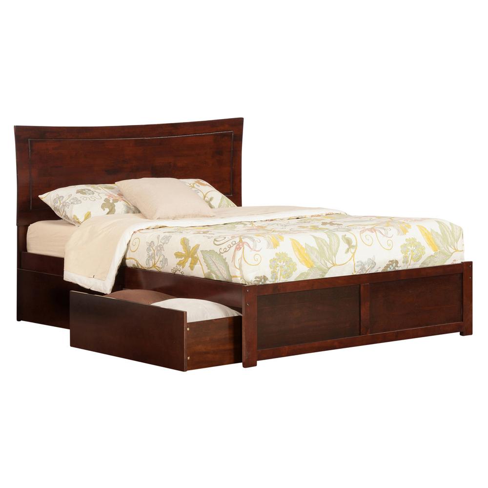 Atlantic Furniture Metro Walnut Queen Platform Bed With Flat Panel Foot ...