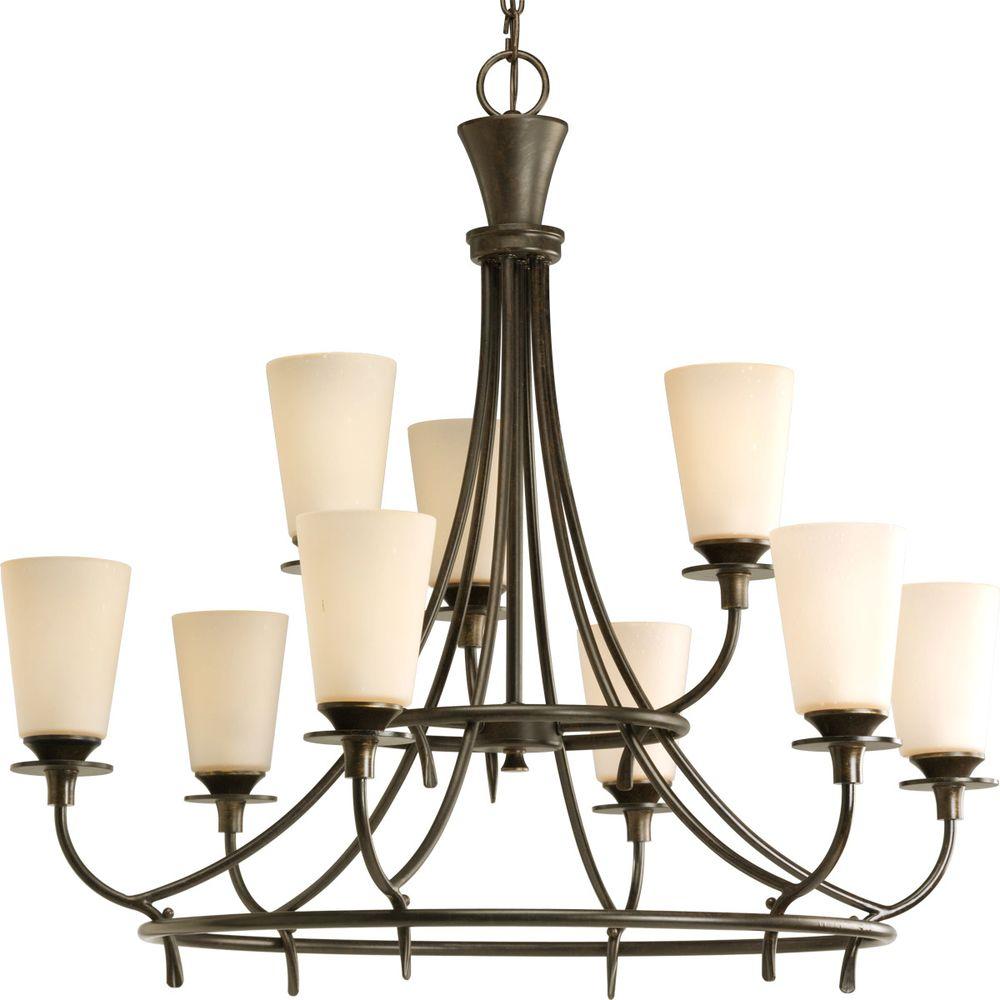 Progress Lighting Cantata Collection 9 Light Forged Bronze Chandelier With Seeded Topaz Gl Shade Progress Lighting Cantata Collection 9 Light Forged Bronze Chandelier With Seeded Topaz Gl Shade