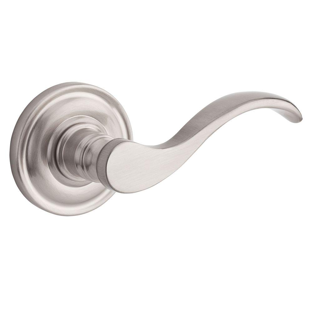 Baldwin Reserve Curve Satin Nickel Hall Closet Door Lever With Traditional Round Rose