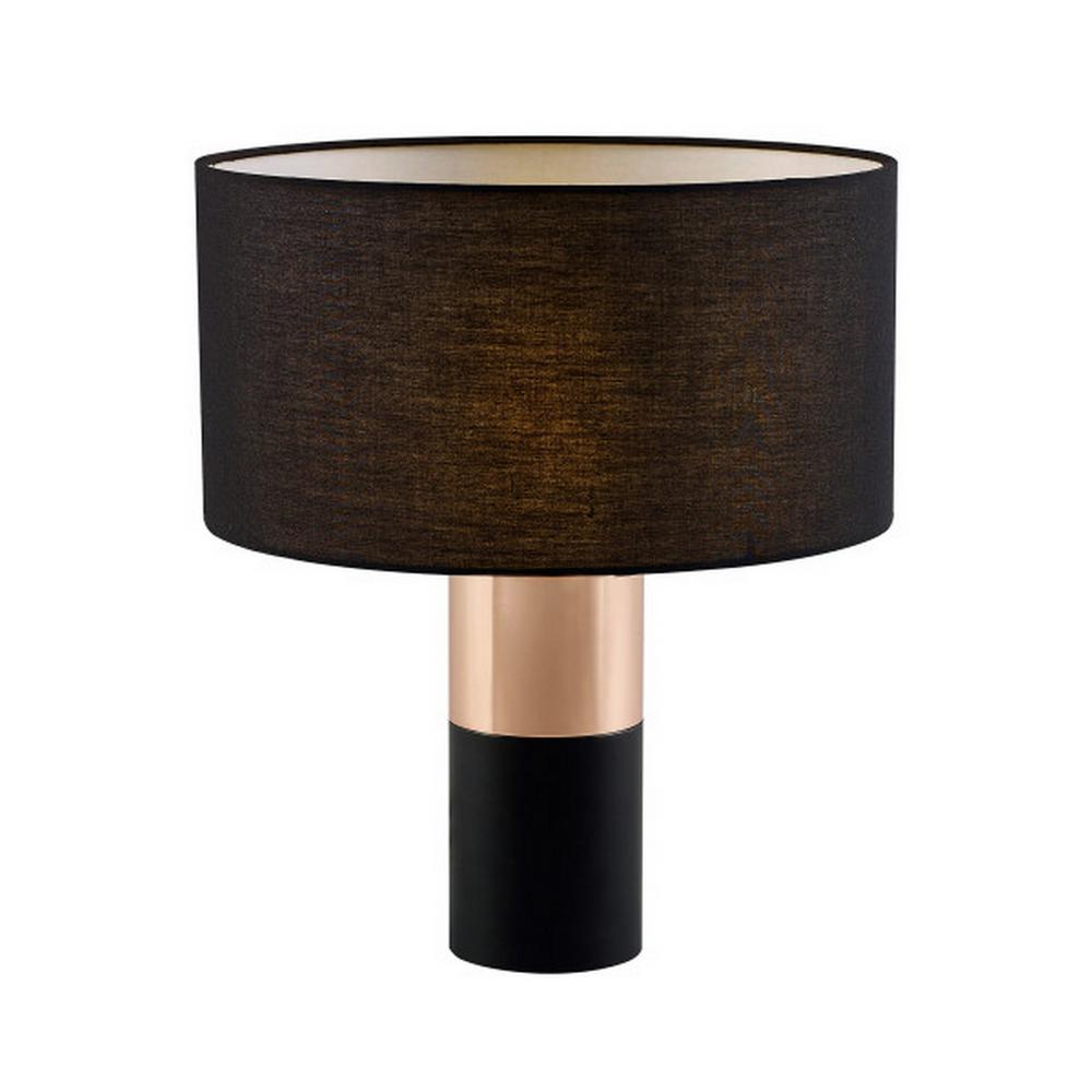 brass table lamp with black shade