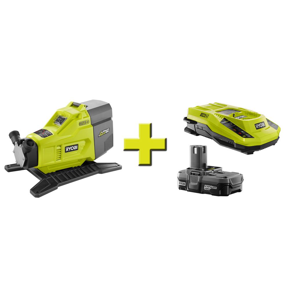 Ryobi 18-Volt Hybrid Transfer Pump, ONE+ 18-Volt Lithium-Ion Battery and... by Ryobi