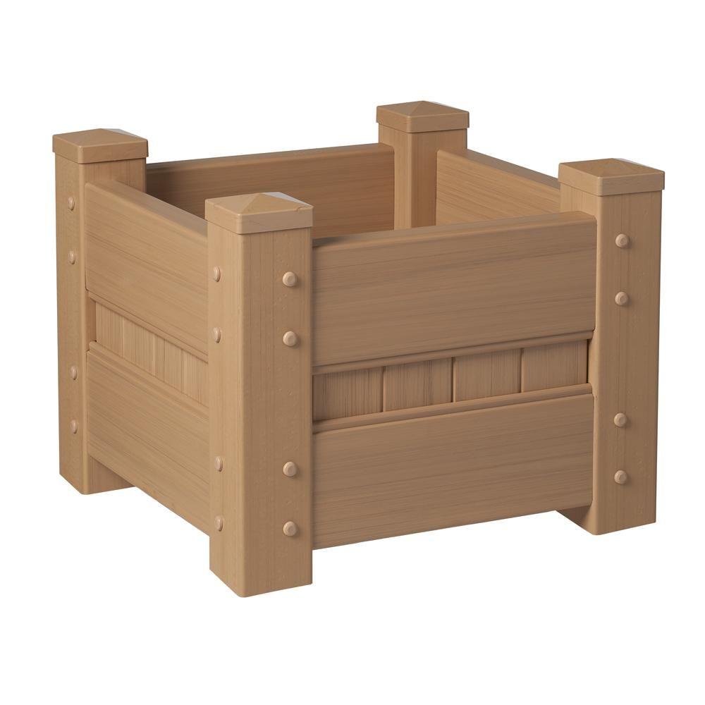 Veranda 24 in. Square Natural Cedar Vinyl Planter Box90502HD The