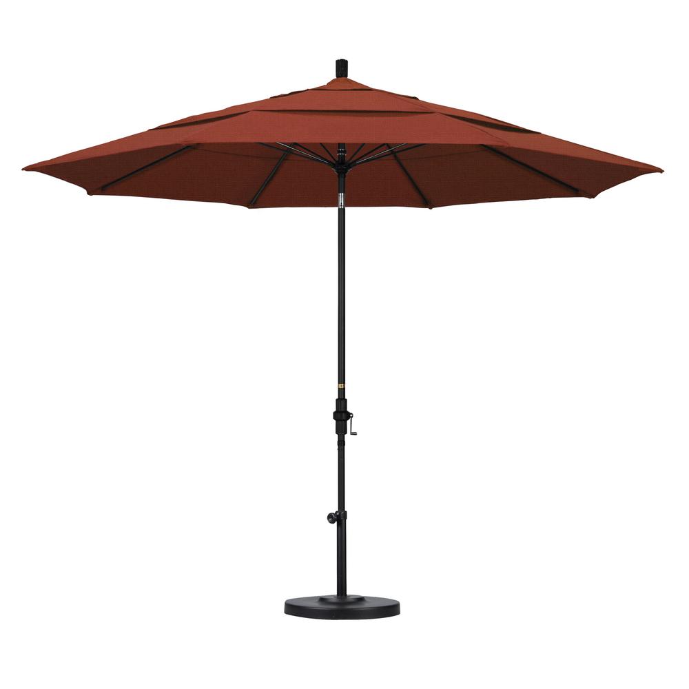 California Umbrella 11 Ft Fiberglass Collar Tilt Double Vented Fiberglass Collar Tilt Double Vented Patio Umbrella In Terracotta Olefin