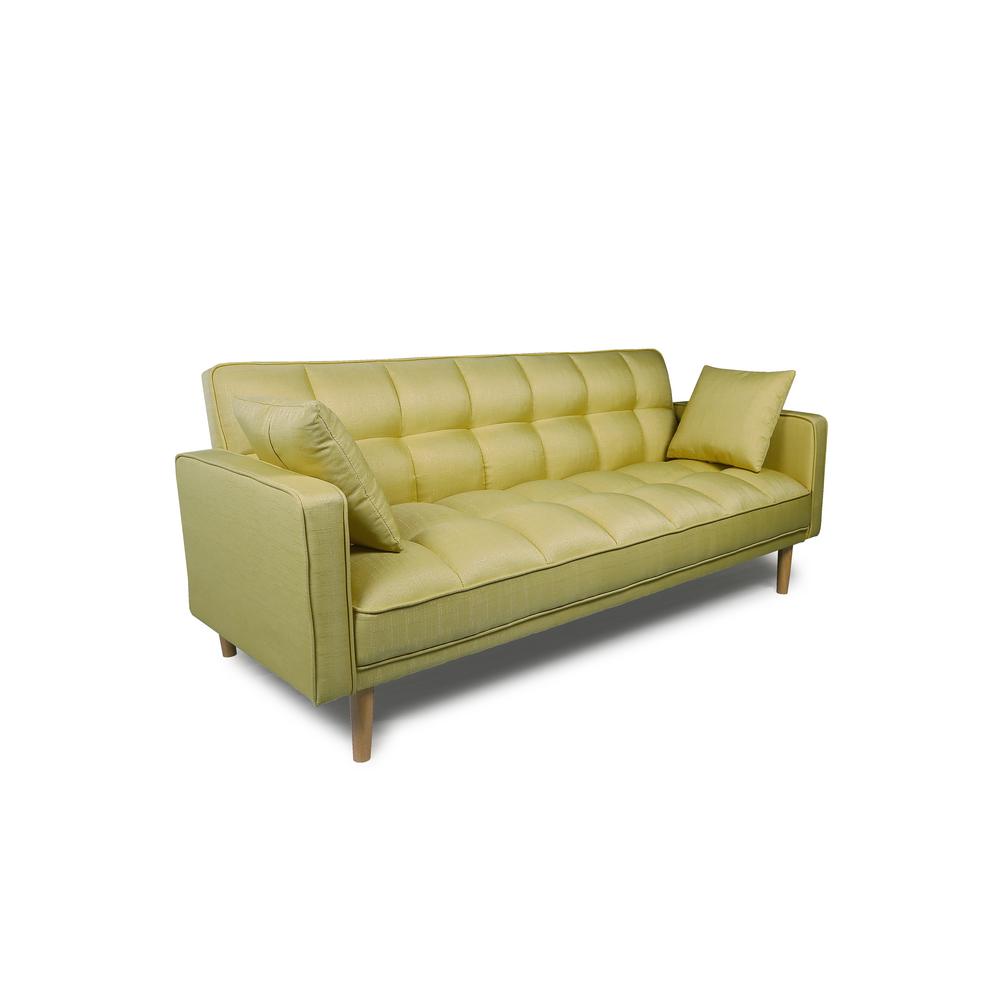 Harper Bright Designs Yellow Linen Fabric Tufted Sleeper Sofa