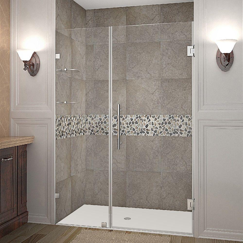 Aston Nautis GS 46 in. x 72 in. Frameless Hinged Shower Door in Chrome ...