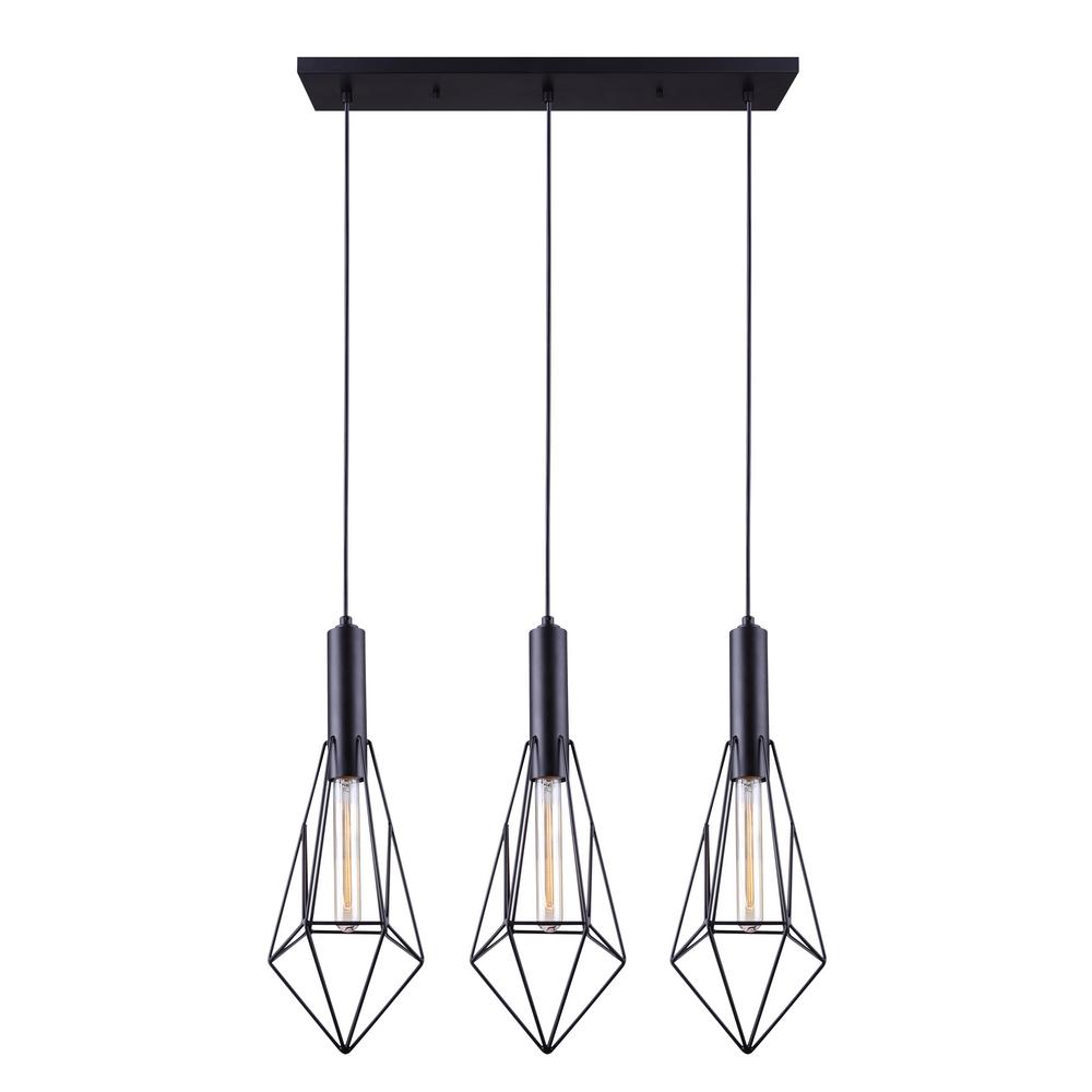 Canarm Greer 3 Light Matte Black Pendant Ipl676a03bk The Home Depot Canarm Greer 3 Light Matte Black