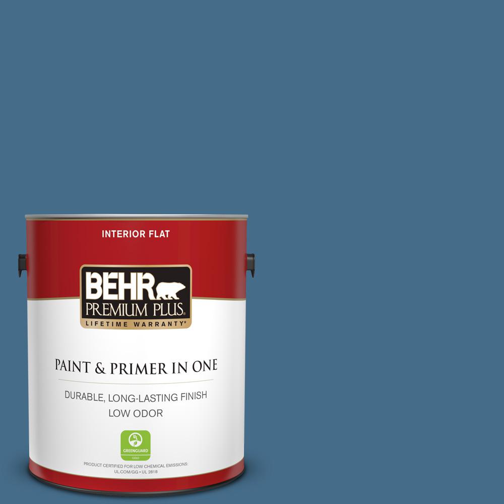 BEHR PREMIUM PLUS 1 gal. 570D6 Neptune Blue Flat Low Odor Interior