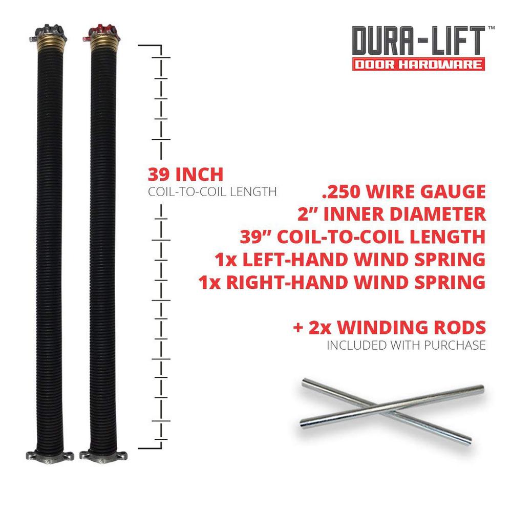 Dura Lift 0 250 In Wire X 2 In D X 39 In L Torsion Springs In