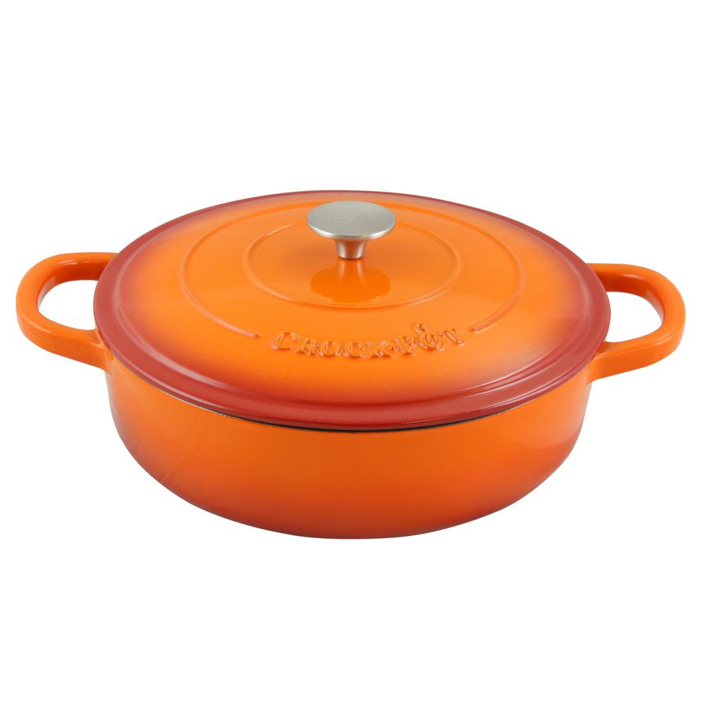 Crock Pot Artisan 5 Qt Round Enameled Cast Iron Braiser Pan With Self Basting Lid 985100774m