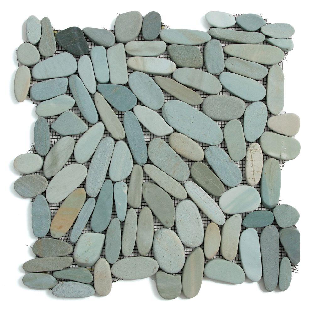 Outdoor Patio Solistone Pebbles Rock Tile Flooring The Kuala Batik Blue 12 In X 7 Mm Natural Stone Pebble