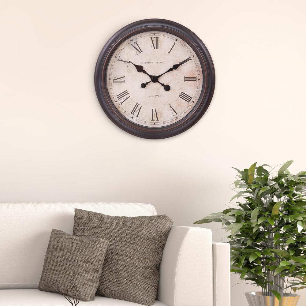 Pinnacle Antique Bronze Wall Clock 1404 1027 The Home Depot Pinnacle Antique Bronze Wall Clock