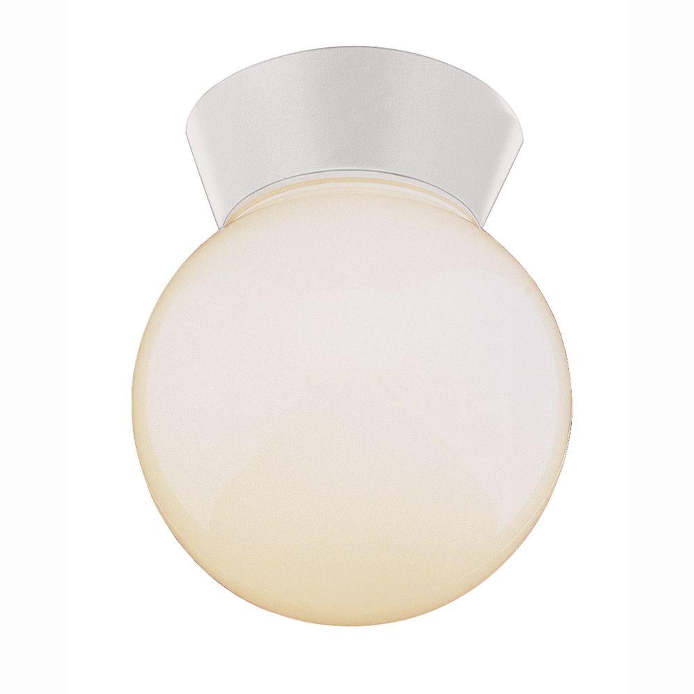 Bel Air Lighting Metropolitan 1Light Outdoor White Outdoor Flush Mount with Opal Glass4850 WH