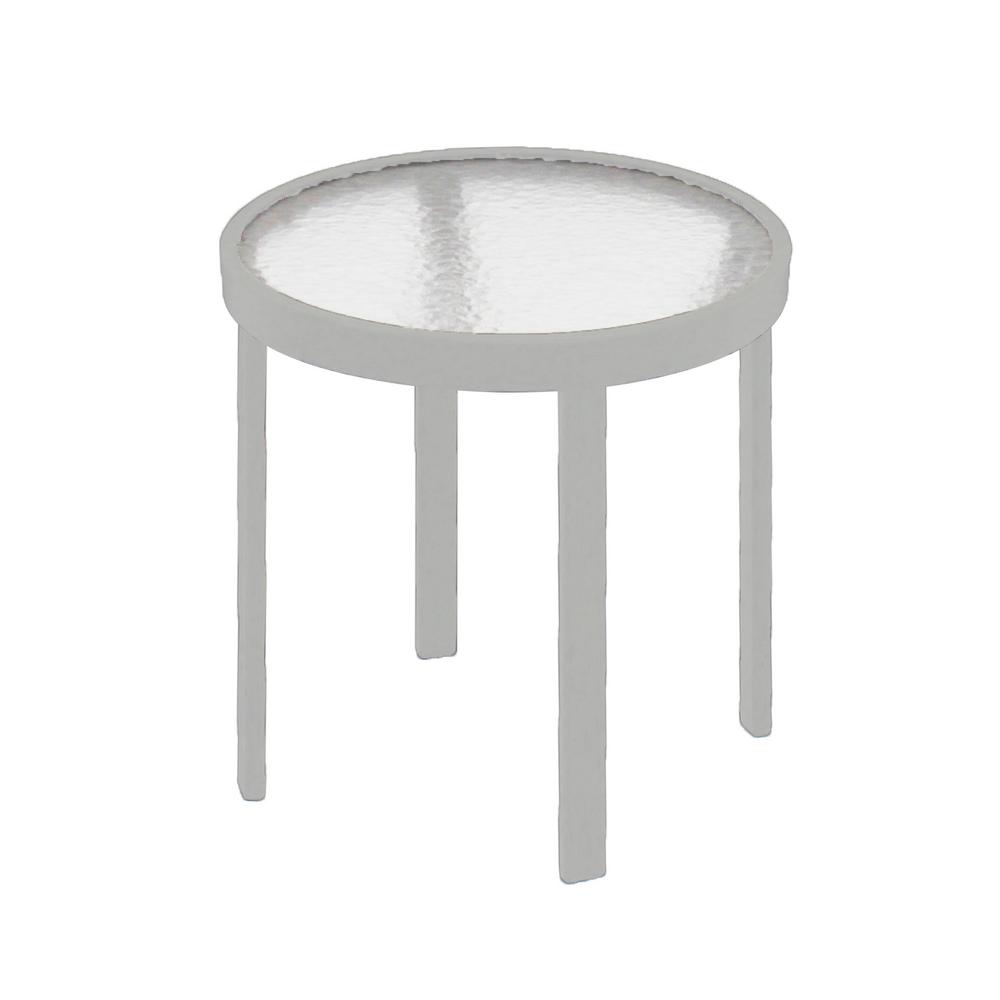 White Outdoor Side Tables Patio The Home Depot Marco Island 18 In White Acrylic Top Commercial Metal Outdoor Patio Side Table