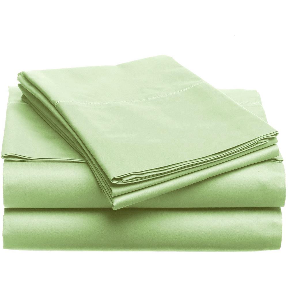 4 Piece Sage Solid 1800 Thread Count Microfiber King Sheet Set Lh