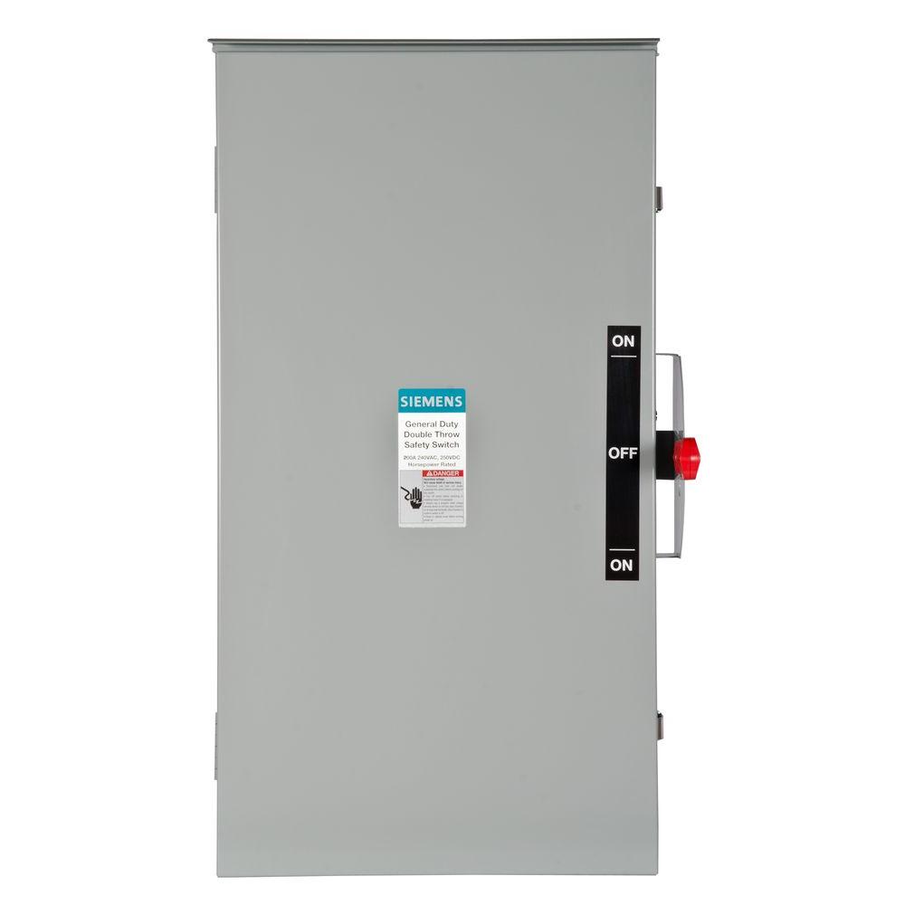 Ge 200 Amp 240 Volt Non Fused Emergency Transfer Switch General Duty Double Throw 200 Amp 240 Volt 2 Pole Outdoor Non Fusible
