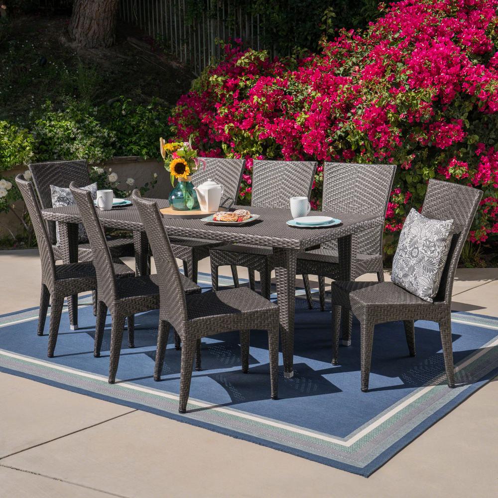 gray wicker dining set