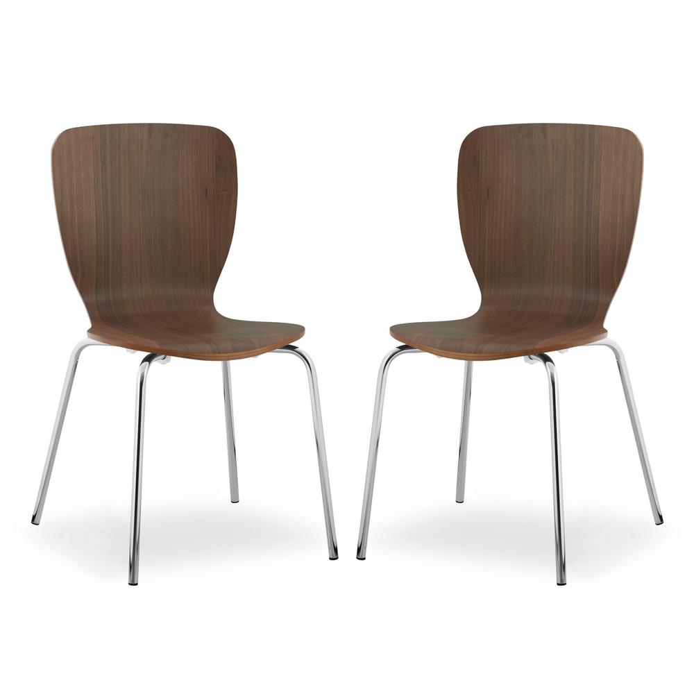 Poly And Bark Dio Walnut Dining Chair Set Of 2 Hd 503 Wal X2 The Home Depot