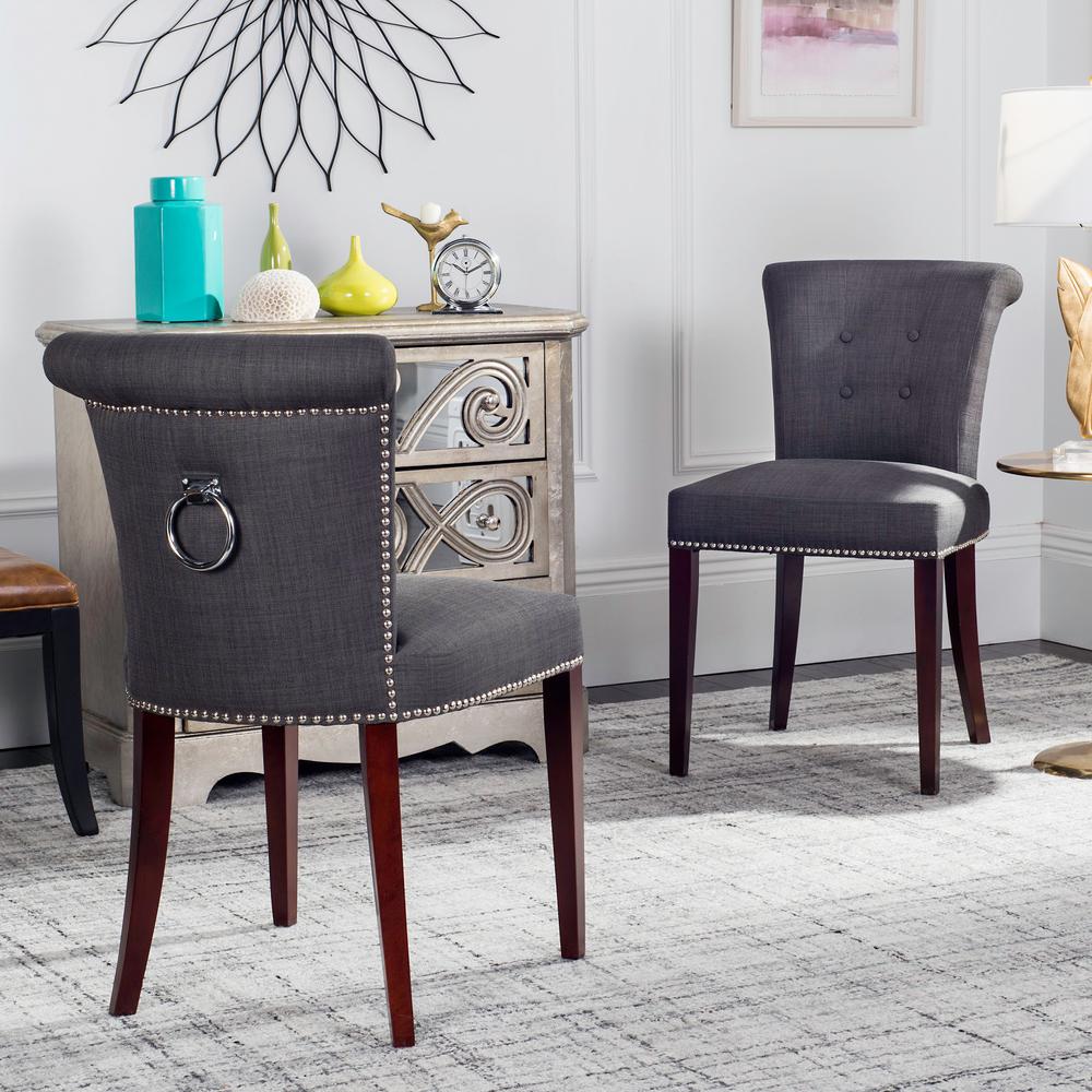 Safavieh Arion Birchwood Linen Poly Ring Chair In Charcoal Set Of