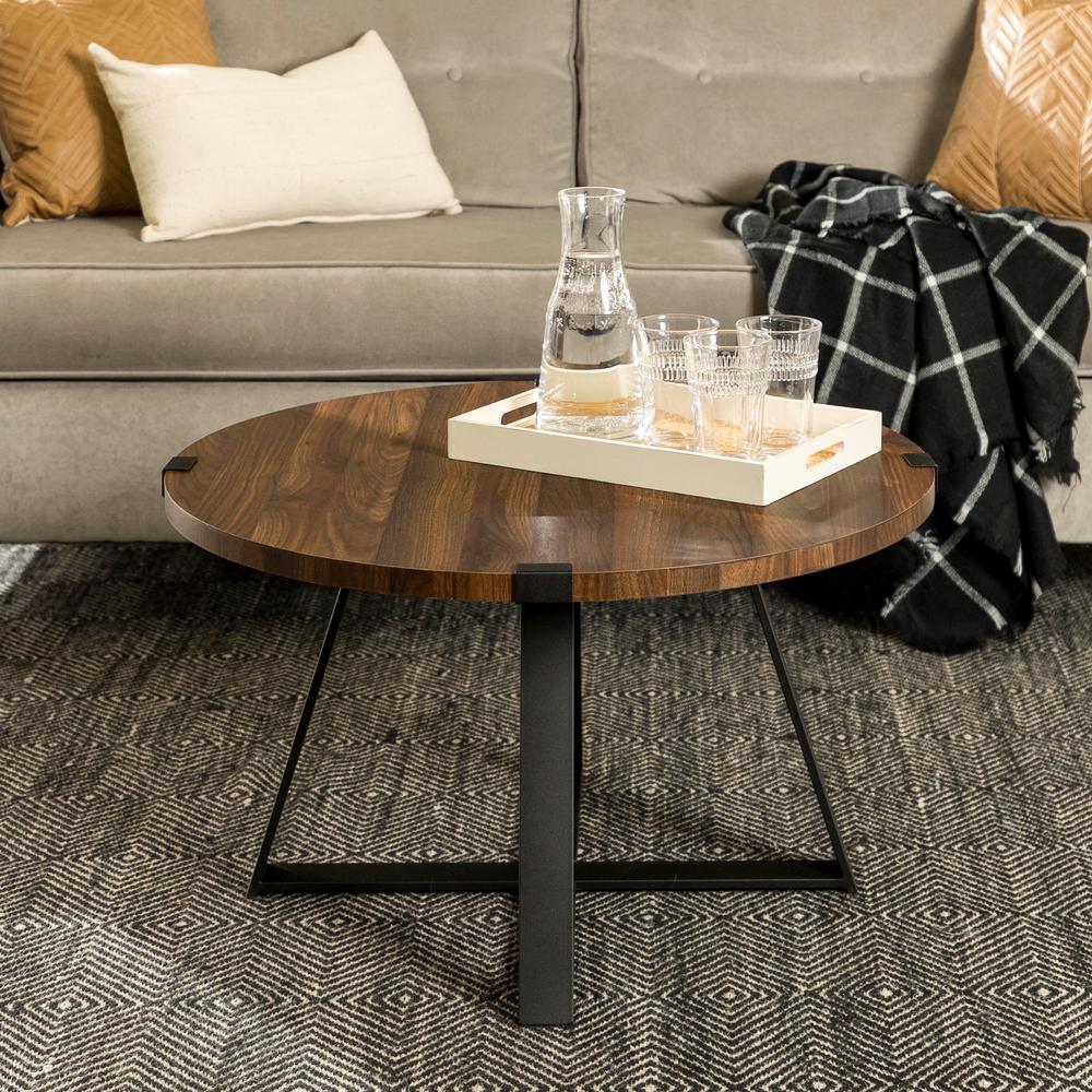 Kanister Coffee Table Wood Metal Weathered Walnut Finished Dark Pewter Hillsdale Furniture Target