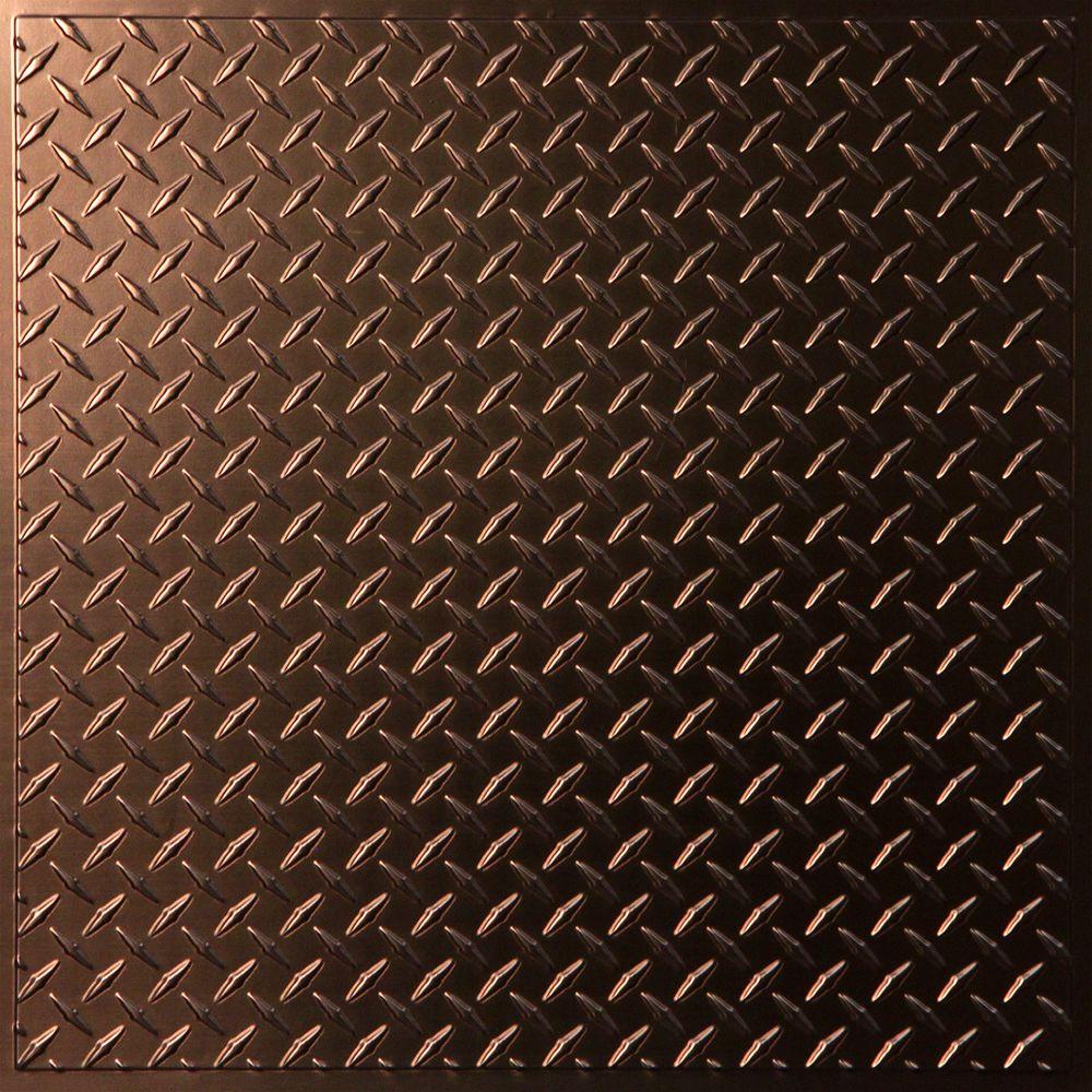 Ceilume Diamond Plate Faux Bronze 2 Ft X 2 Ft Lay In Or Glue Up