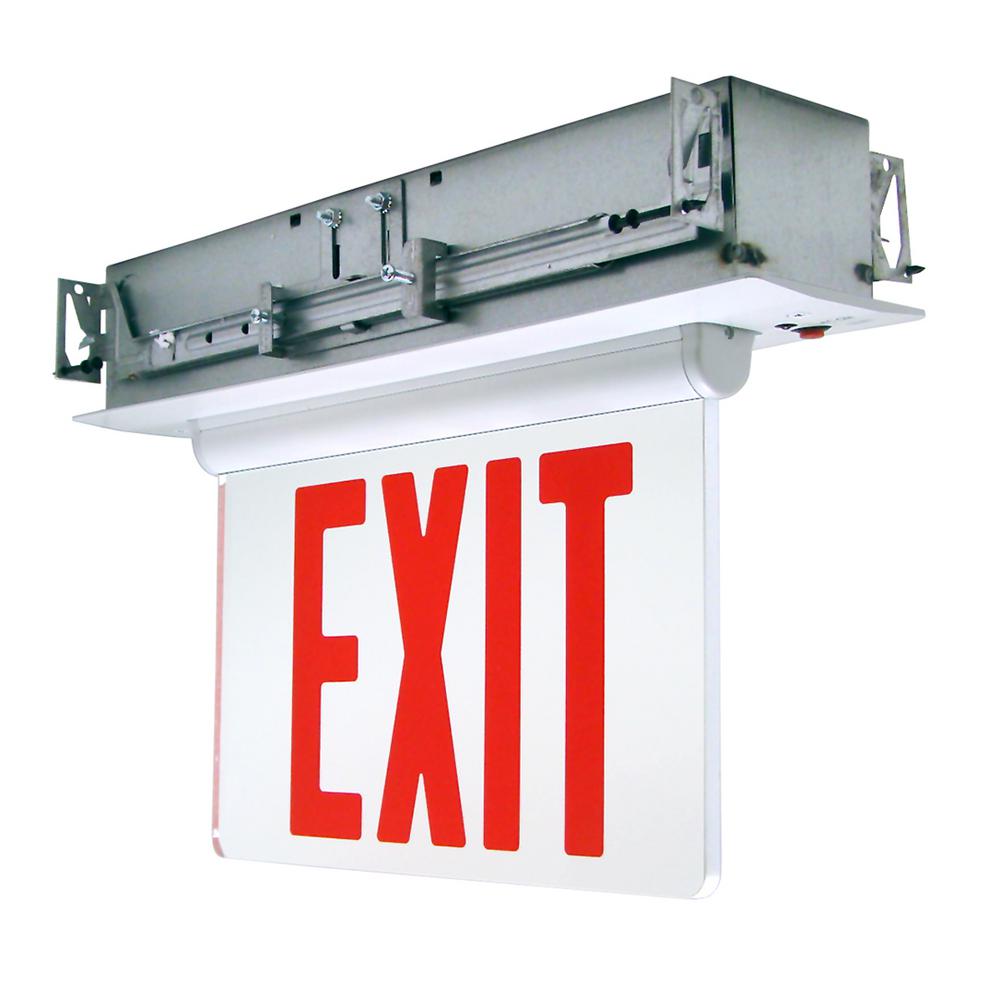 Leviton Adjustable Panel Integrated LED Edge Lit Exit Sign, Red Letters ...