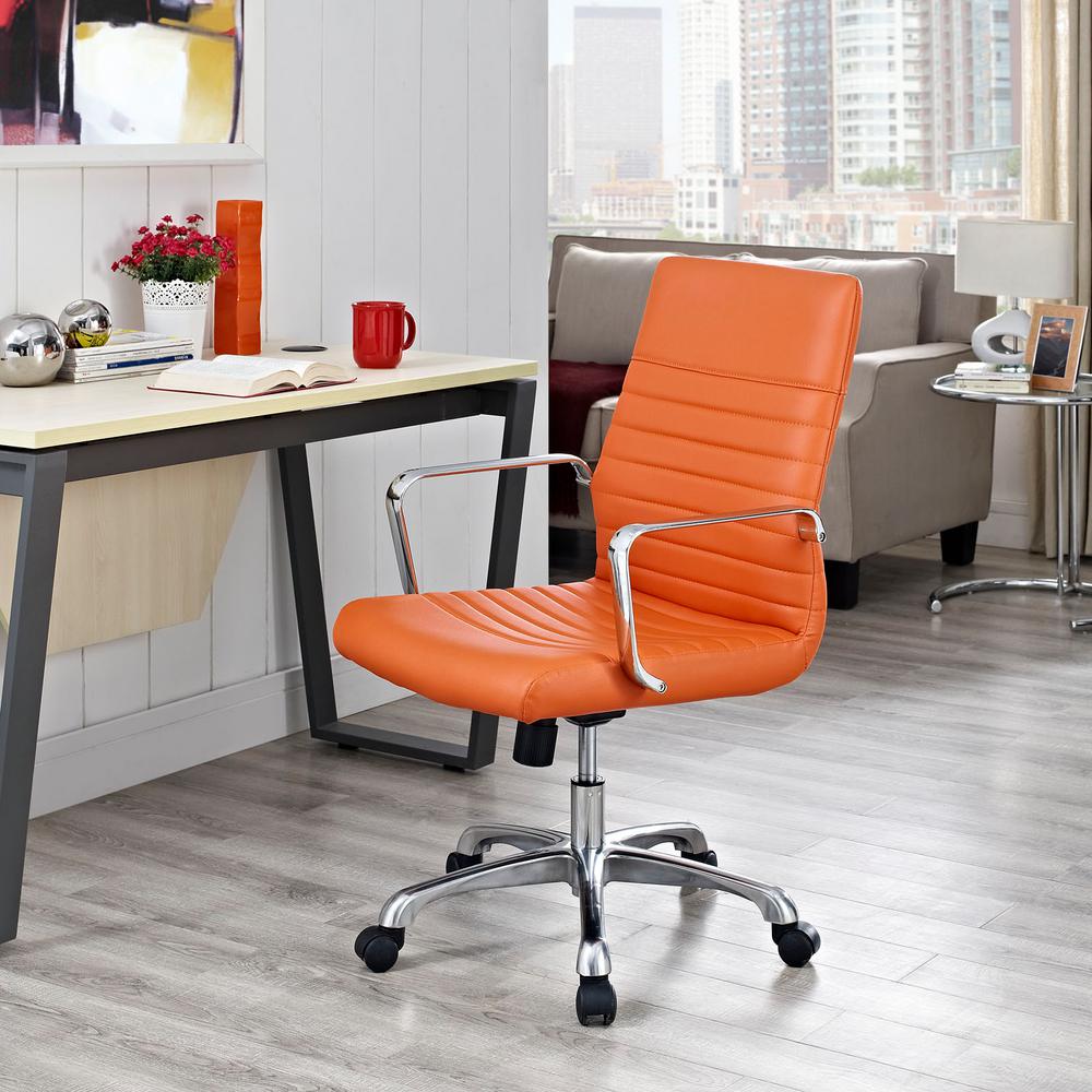 Orange Office Desk Chair Chairs Home Furniture Finesse Mid Back Memory Foam Office Chair In Orange