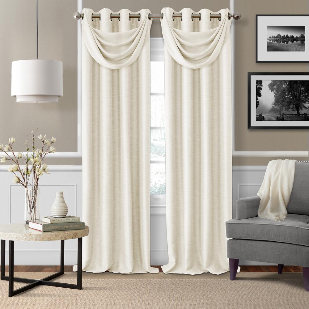 Elrene Brooke Natural Polyester Single Blackout Window Curtain Panel Elrene Brooke Natural Polyester Single Blackout Window Curtain Panel 52 In W X 108