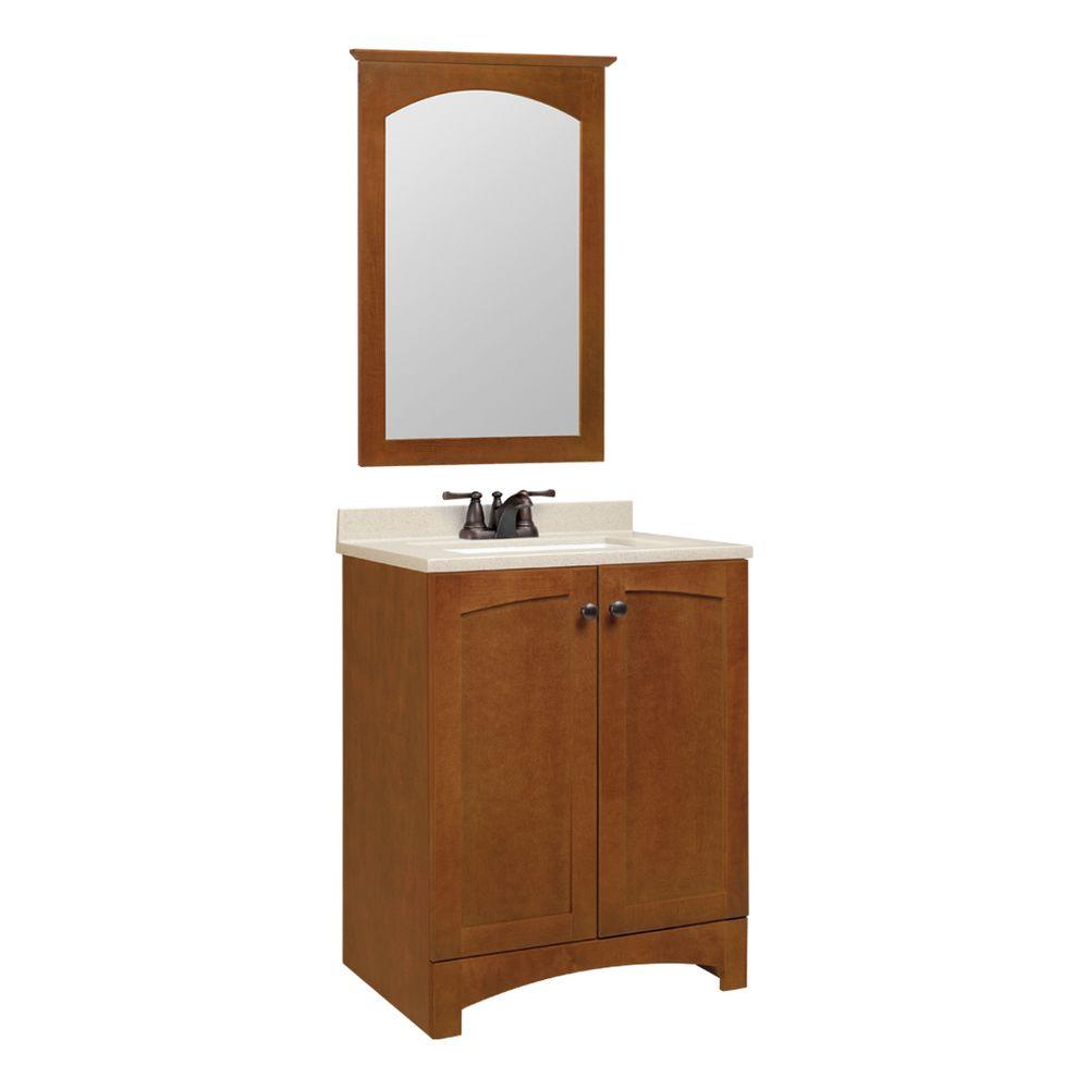 24 Inch Vanities Glacier Bay With Tops Bathroom W Bath Vanity In Chestnut With Solid Surface Technology Top