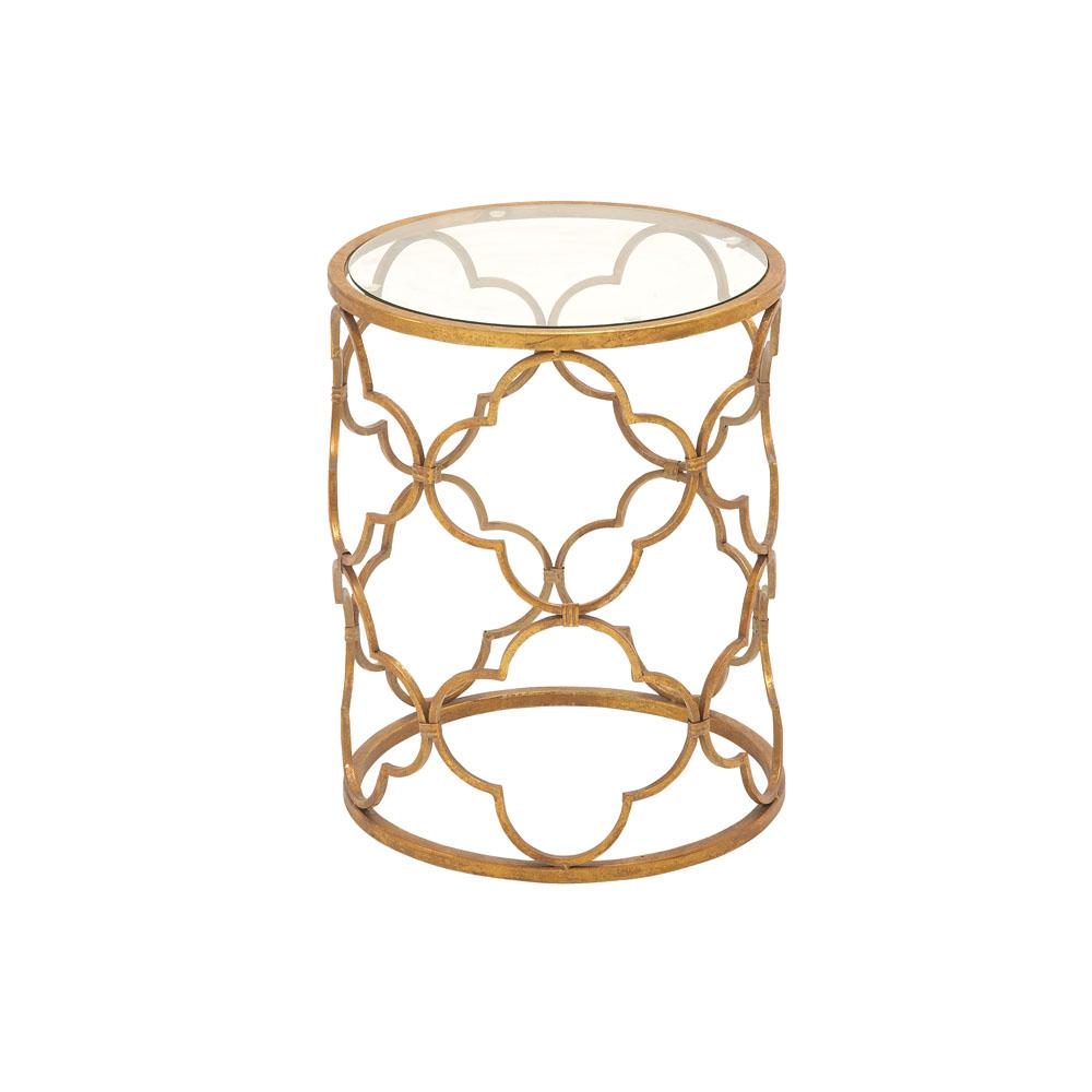 Litton Lane Br Gold Round Accent Table With Quatrefoil Trellis Litton Lane Br Gold Round Accent Table With Quatrefoil Trellis Design Frame 67056 The Home Depot