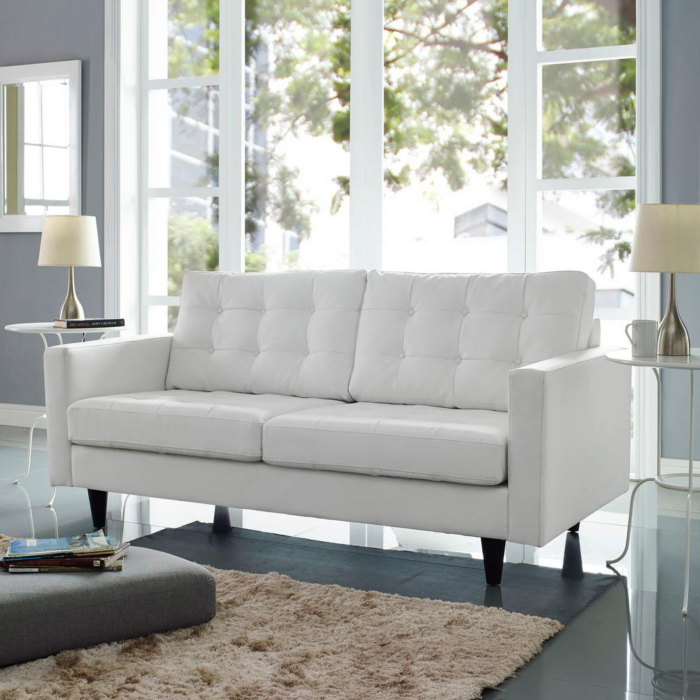 MODWAY Loft White Leather Loveseat EEI2780WHI The Home Depot