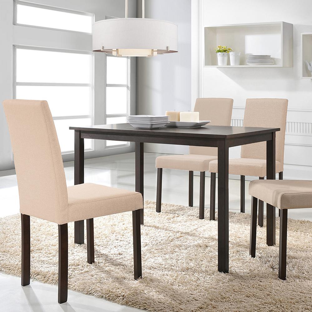 Baxton Studio Andrew 5 Piece Beige Fabric Upholstered Dining Set 5255 6231 Hd The Home Depot