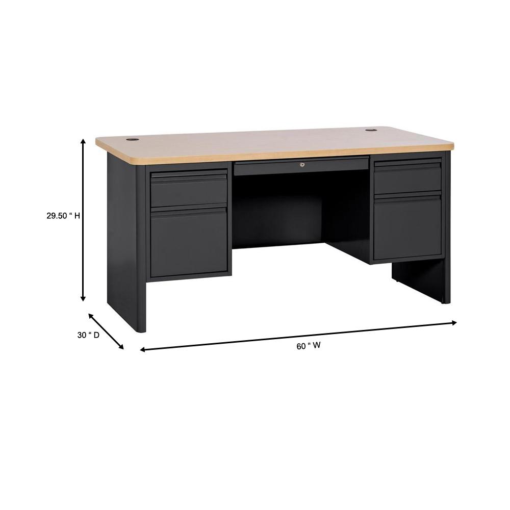 Sandusky 700 Series Double Pedestal Teachers Desk In Black Maple