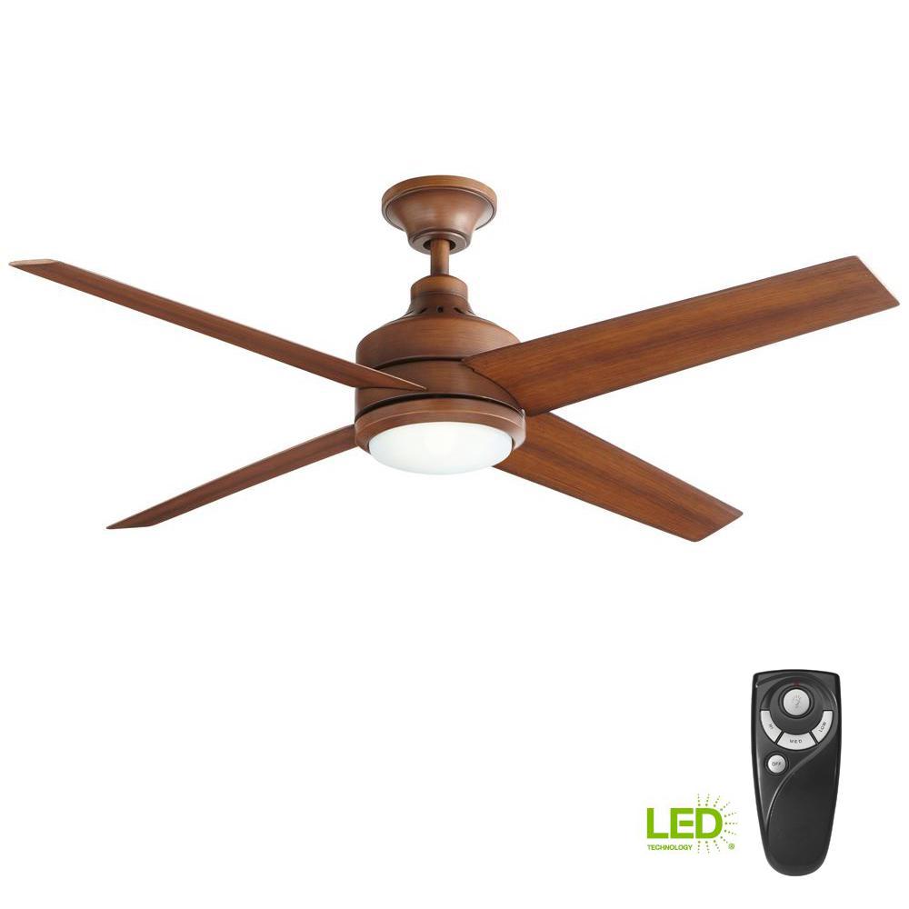 Home Decorators Collection Mercer 52 In Led Indoor Distressed Koa Home Decorators Collection Mercer 52 In Led Indoor Distressed Koa Ceiling Fan With Light Kit