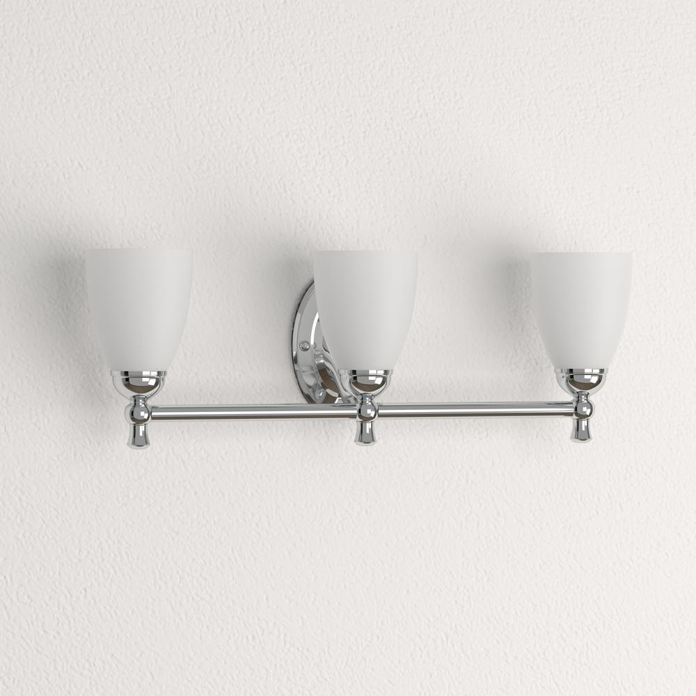 Hampton Bay Solomone 3 Light Polished Chrome Vanity Light With Opal Glass Shades Cp3563 The Home Depot