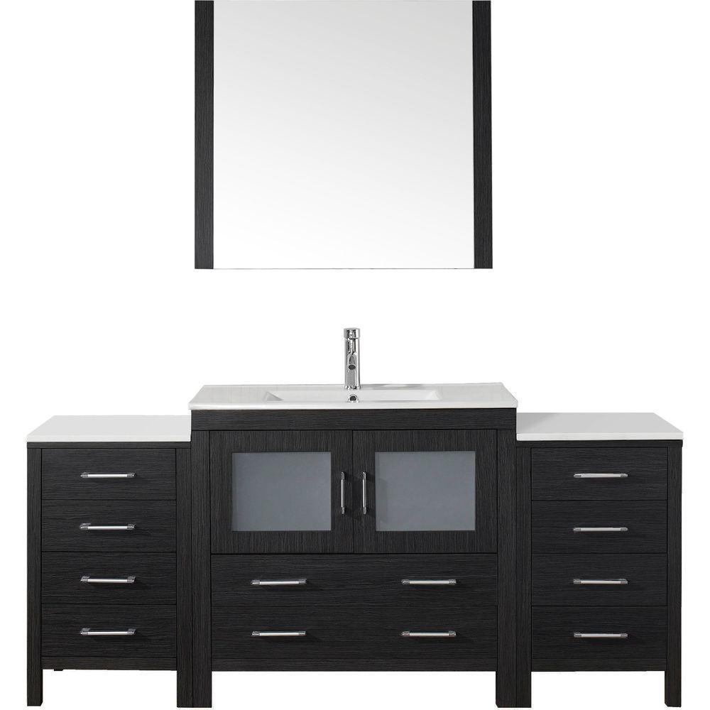 72 Inch Vanities Single Sink Gray Bathroom Bath W Bath Vanity In Zebra Gray With Ceramic Top White