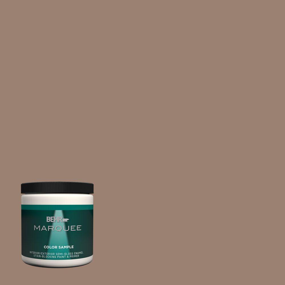 Behr Marquee 8 Oz N190 5 Frontier Brown One Coat Hide Semi Gloss N190 5 Frontier Brown One Coat Hide Semi Gloss Enamel Interior Exterior Paint And Primer In Sample